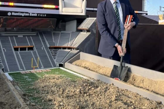 Capitol Airspace Group's James Scott at the Cleveland Browns' groundbreaking ceremony